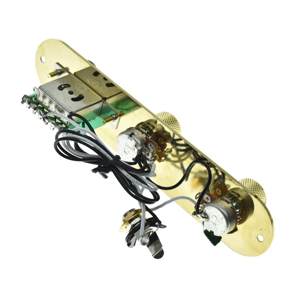 Dopro Loaded Control Plate Pre-Wired 3-Way Control Plate with Wiring Harness for FD Tele/Telecaster Guitars Gold